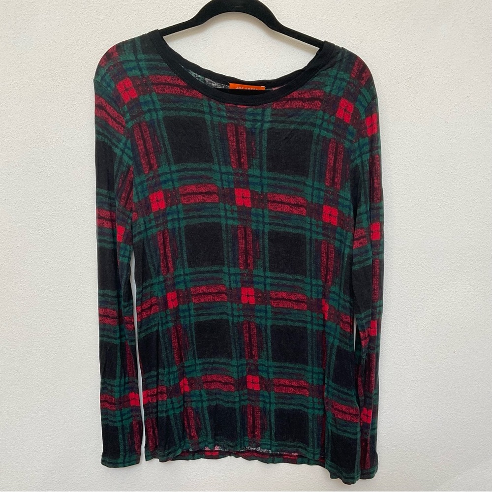 Joe Fresh Green, Red, Black Plaid Long Sleeve Shirt Size XL Festive Holiday